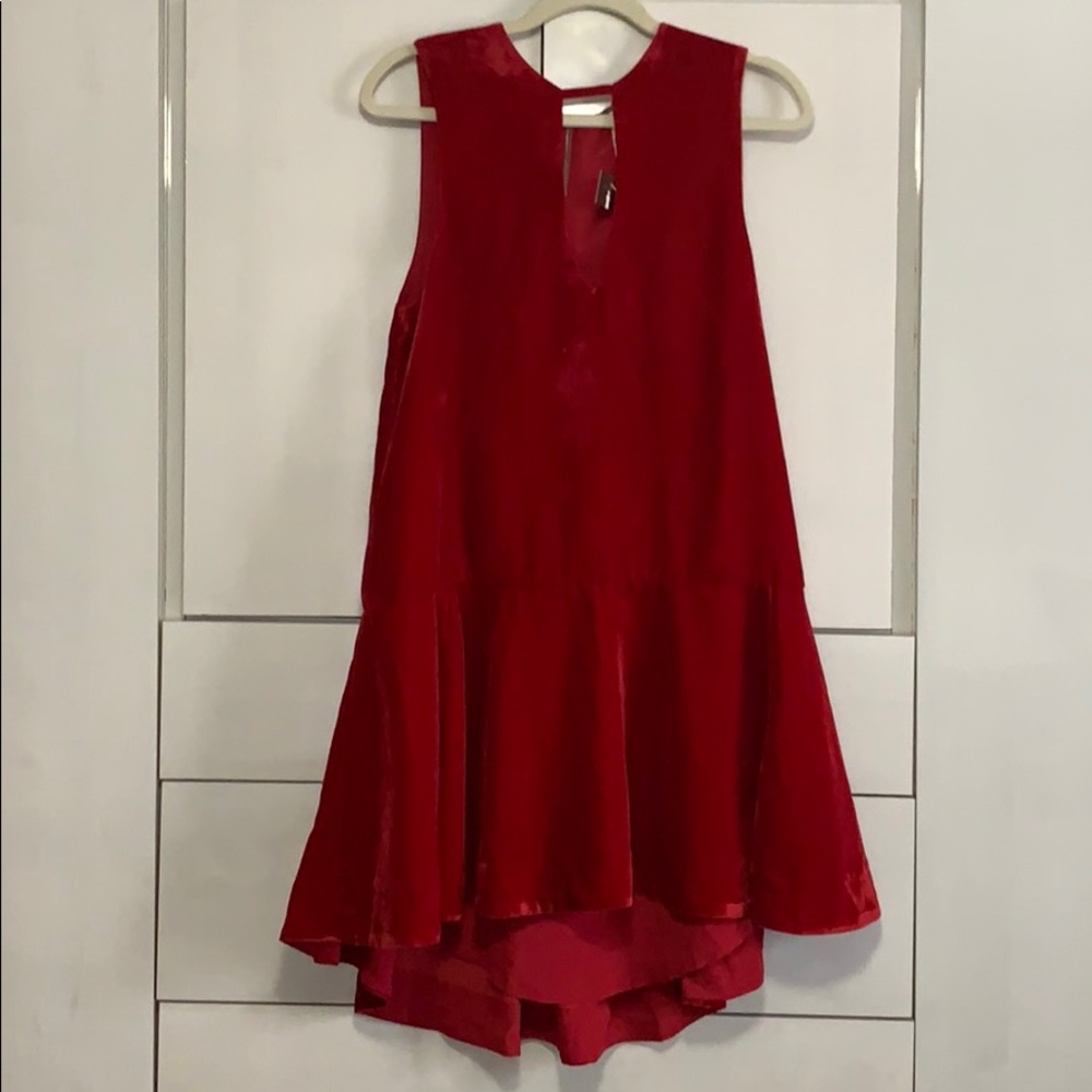 Free People Red XS Soft Focus Dress NWT VELVET - Picture 4 of 6